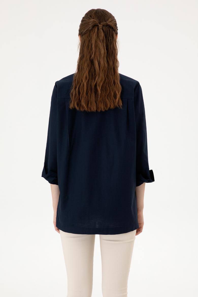 Kadın Lacivert Uzun Kollu Gömlek - 50299331004