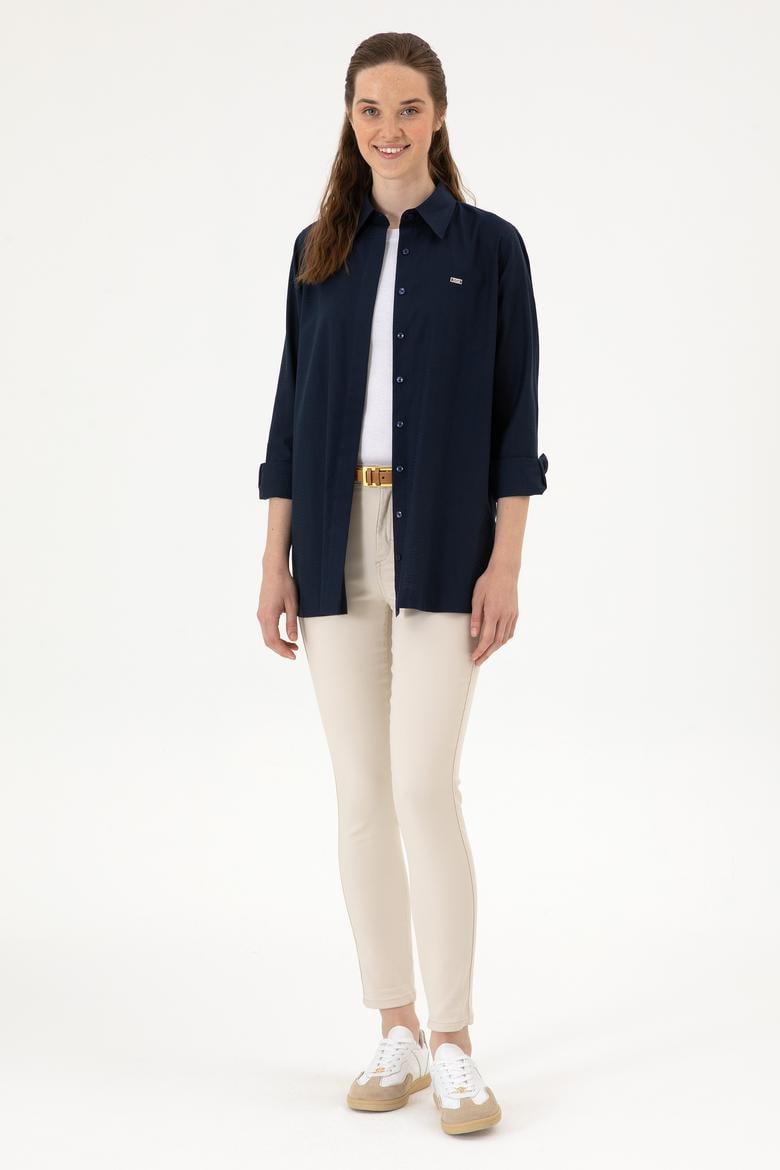 Kadın Lacivert Uzun Kollu Gömlek - 50299331004