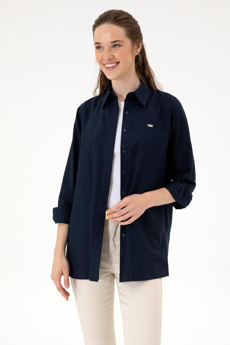 Kadın Lacivert Uzun Kollu Gömlek - 50299331004