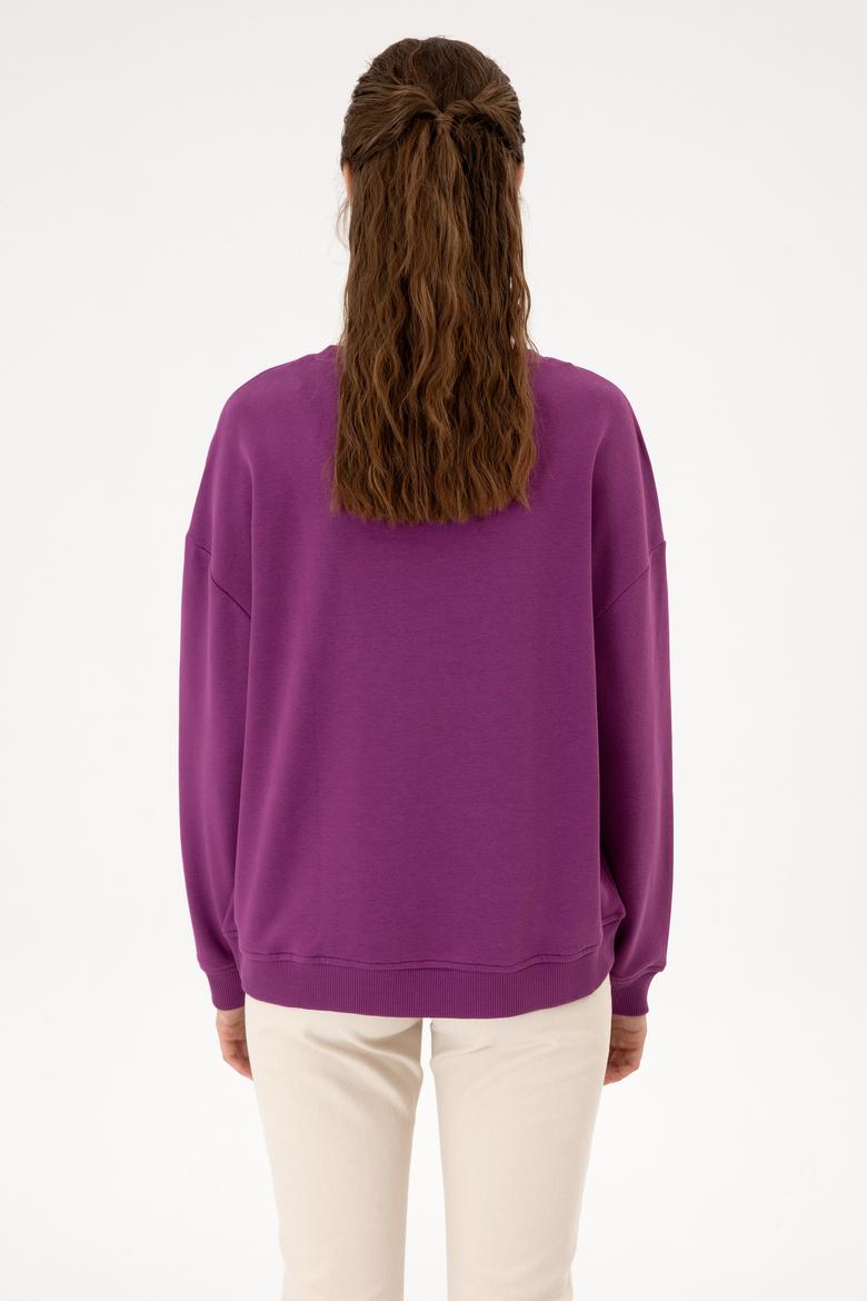 Kadın Menekşe Bisiklet Yaka Sweathırt - 50313562024