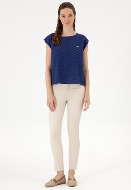 Kadın Lacivert Kısa Kollu Gömlek - 50299457005