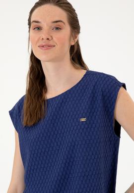 Kadın Lacivert Kısa Kollu Gömlek - 50299457005