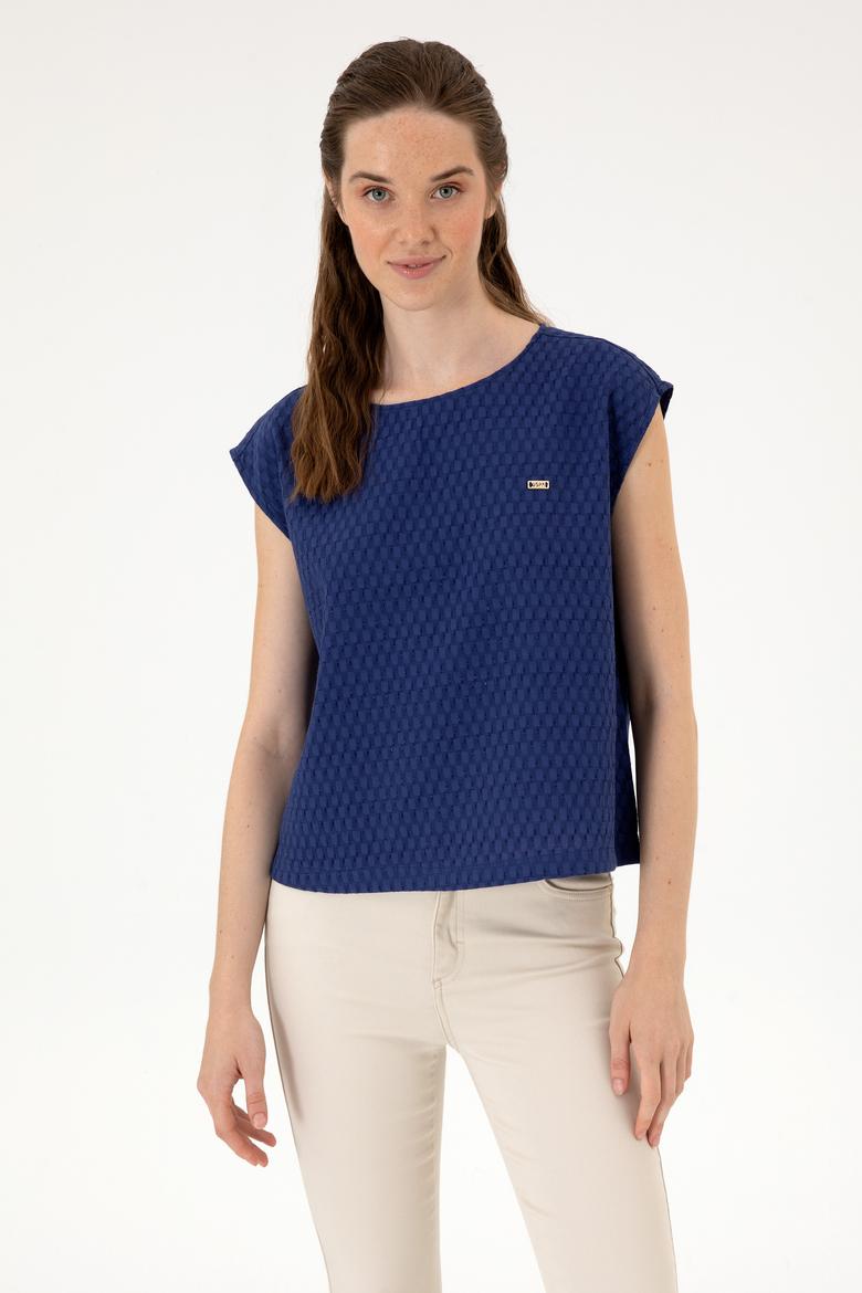 Kadın Lacivert Kısa Kollu Gömlek