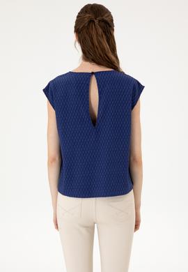 Kadın Lacivert Kısa Kollu Gömlek - 50299457005