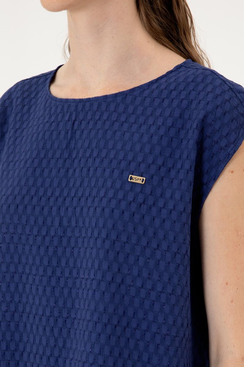 Kadın Lacivert Kısa Kollu Gömlek