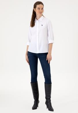 Kadın Beyaz Uzun Kollu Basic Gömlek - 50316711003