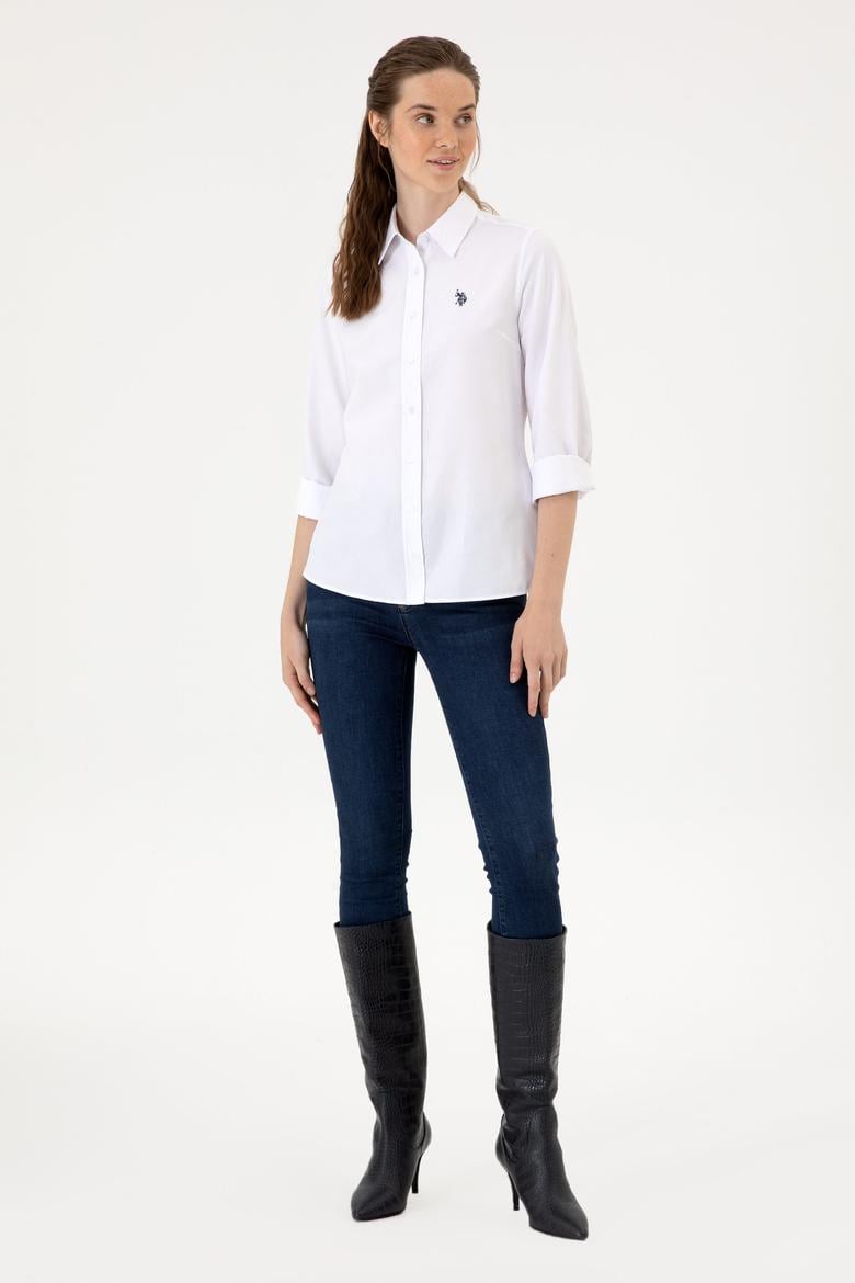 Kadın Beyaz Uzun Kollu Basic Gömlek - 50316711003