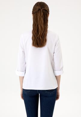 Kadın Beyaz Uzun Kollu Basic Gömlek - 50316711003