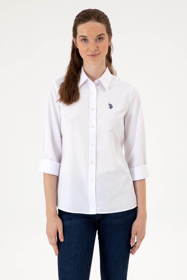 Kadın Beyaz Uzun Kollu Basic Gömlek - 50316711003