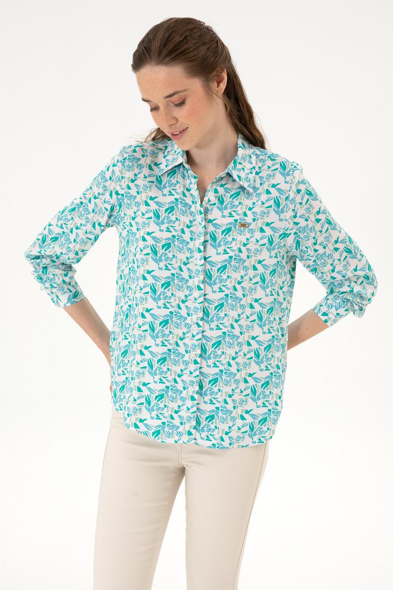 Kadın Mint Uzun Kollu Gömlek - 50299289007