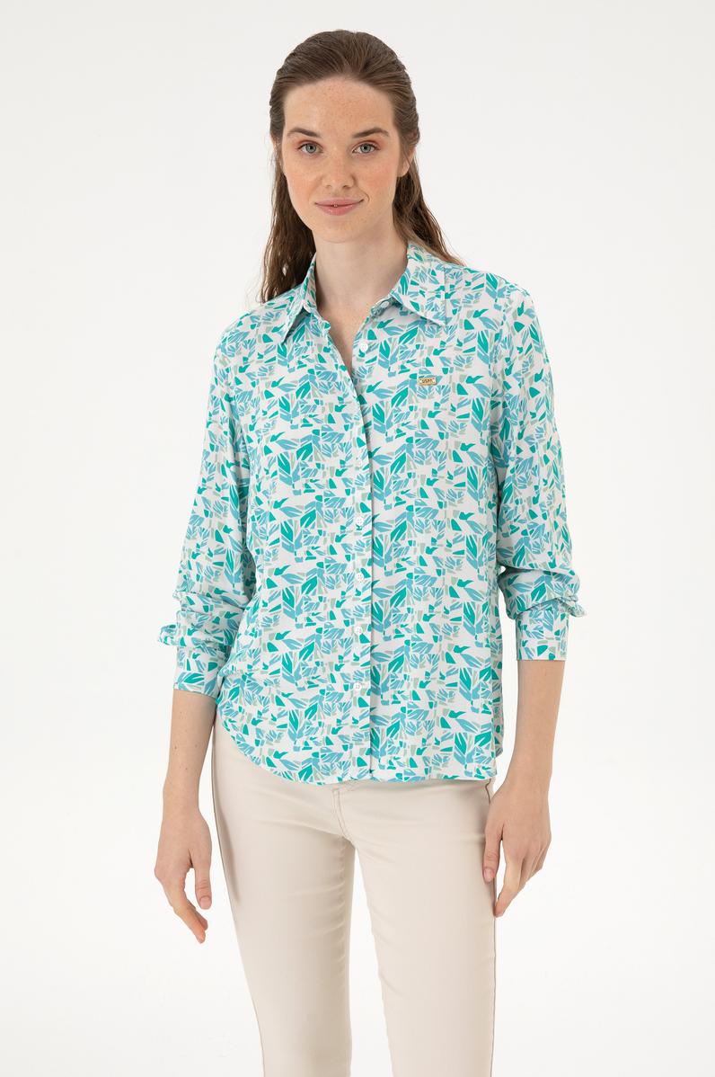 Kadın Mint Uzun Kollu Gömlek