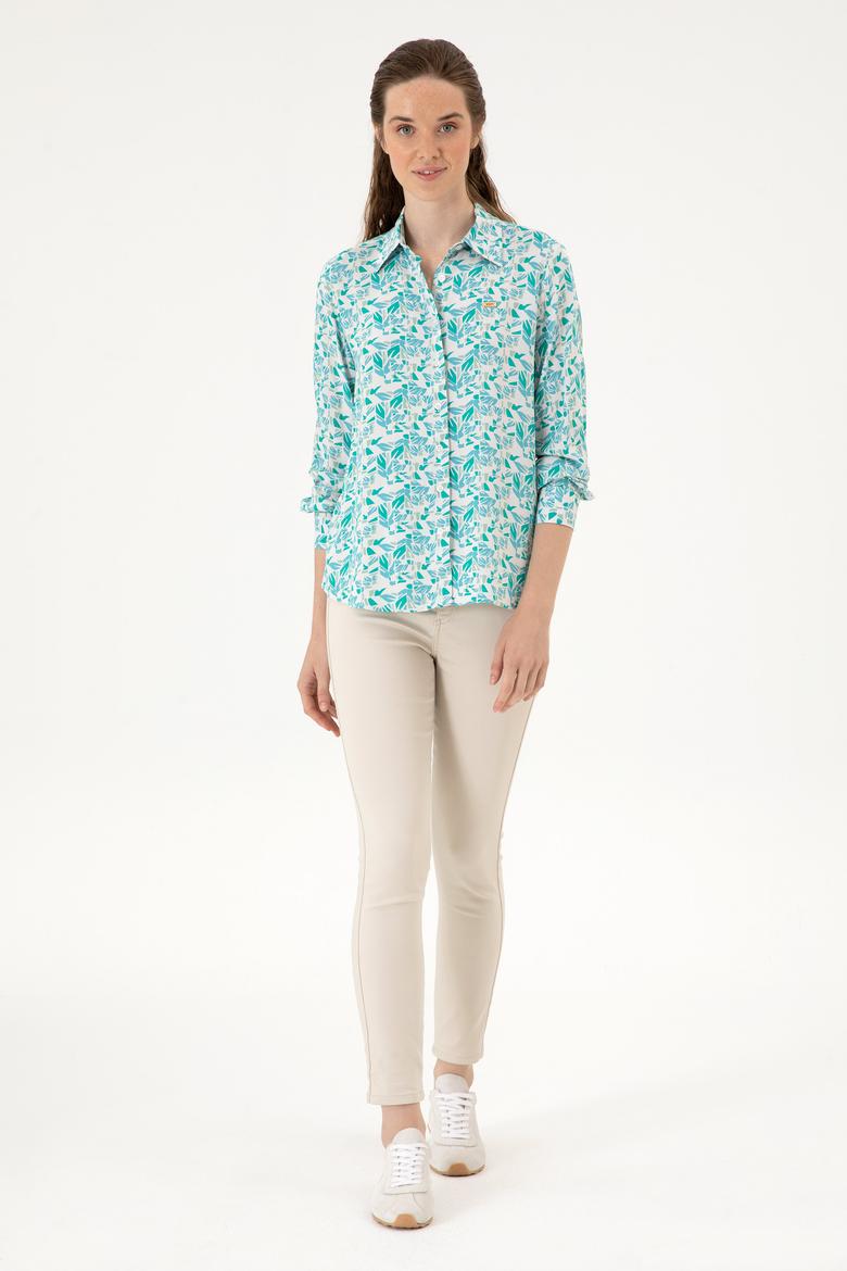 Kadın Mint Uzun Kollu Gömlek - 50299289007