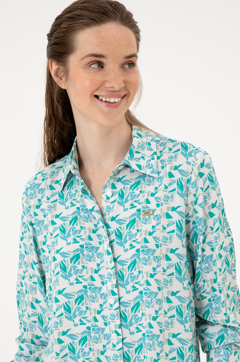 Kadın Mint Uzun Kollu Gömlek