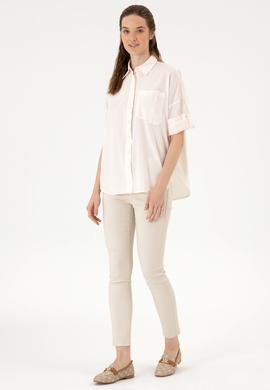 Kadın Krem Uzun Kollu Gömlek - 50300096013