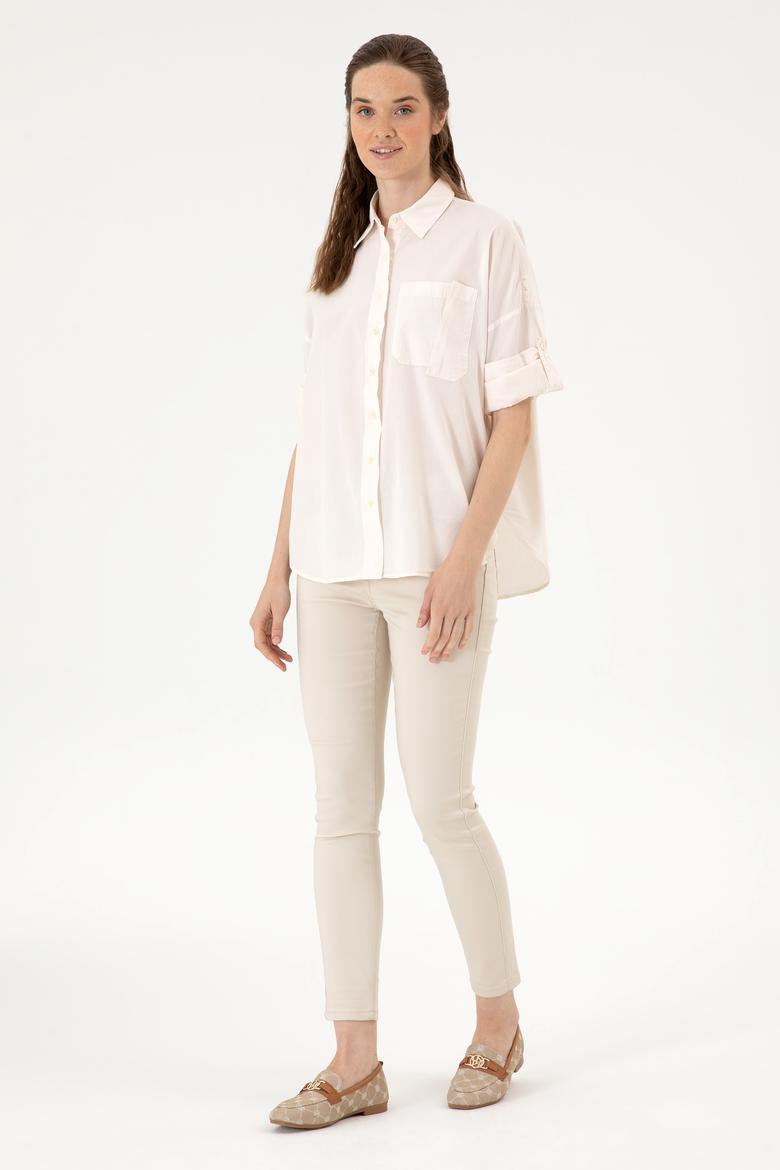 Kadın Krem Uzun Kollu Gömlek - 50300096013