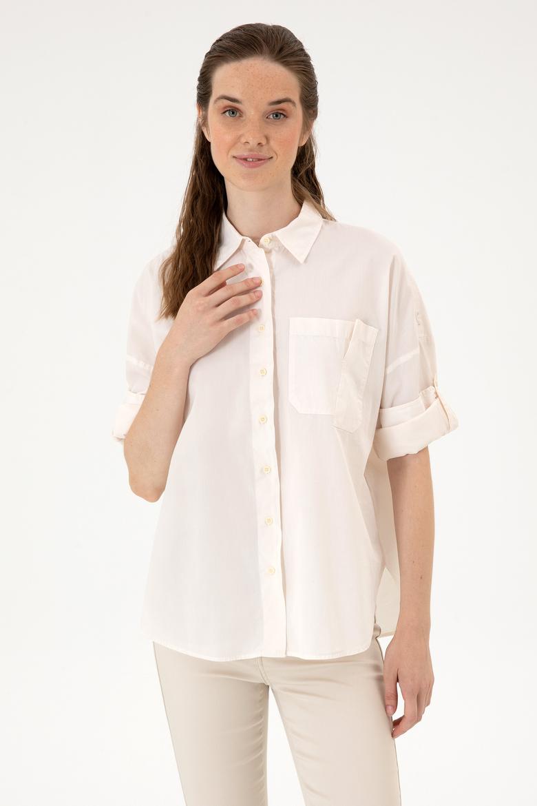 Kadın Krem Uzun Kollu Gömlek - 50300096013