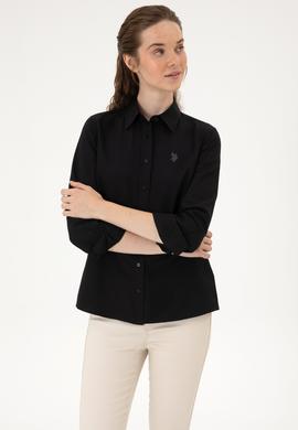 Kadın Siyah Uzun Kollu Basic Gömlek - 50316711028