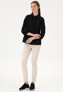 Kadın Siyah Uzun Kollu Basic Gömlek - 50316711028