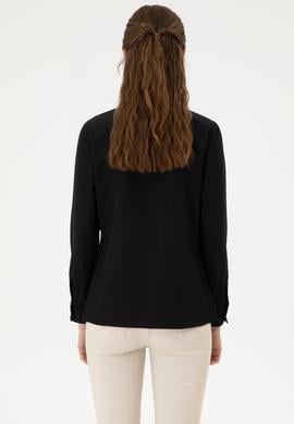 Kadın Siyah Uzun Kollu Basic Gömlek - 50316711028