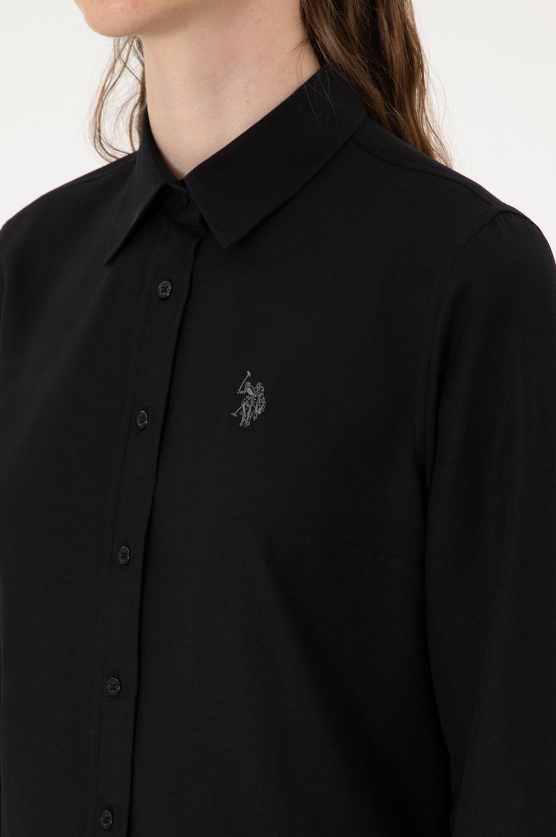 Kadın Siyah Uzun Kollu Basic Gömlek