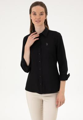 Kadın Siyah Uzun Kollu Basic Gömlek - 50316711028