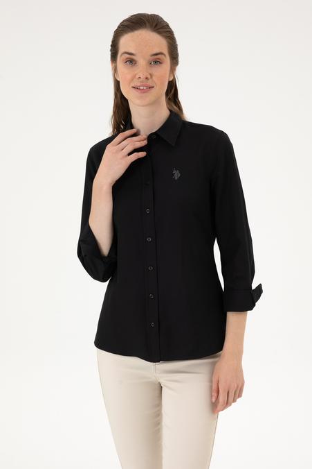 Kadın Siyah Uzun Kollu Basic Gömlek