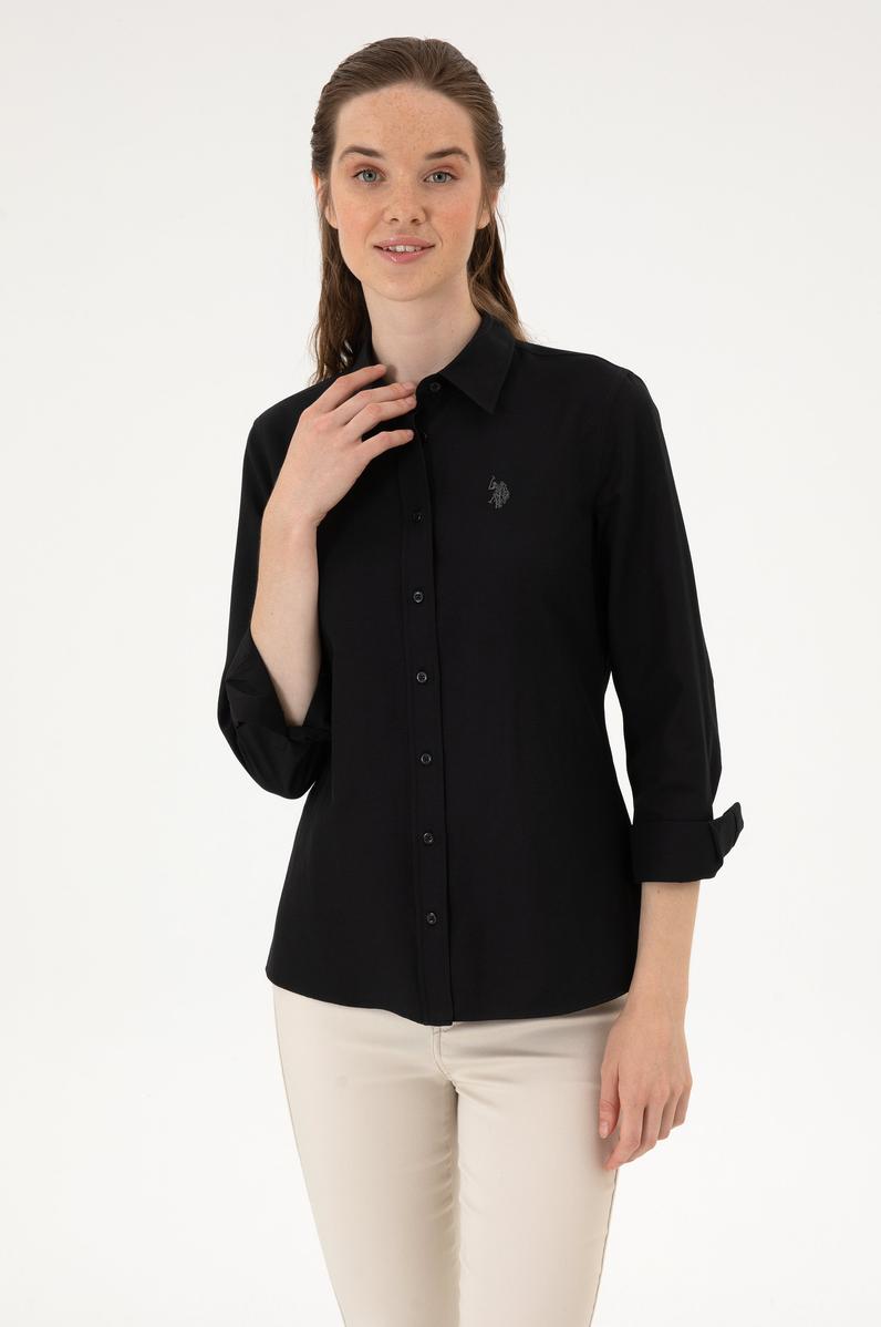 Kadın Siyah Uzun Kollu Basic Gömlek