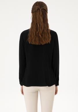 Kadın Siyah Uzun Kollu Gömlek - 50316429027