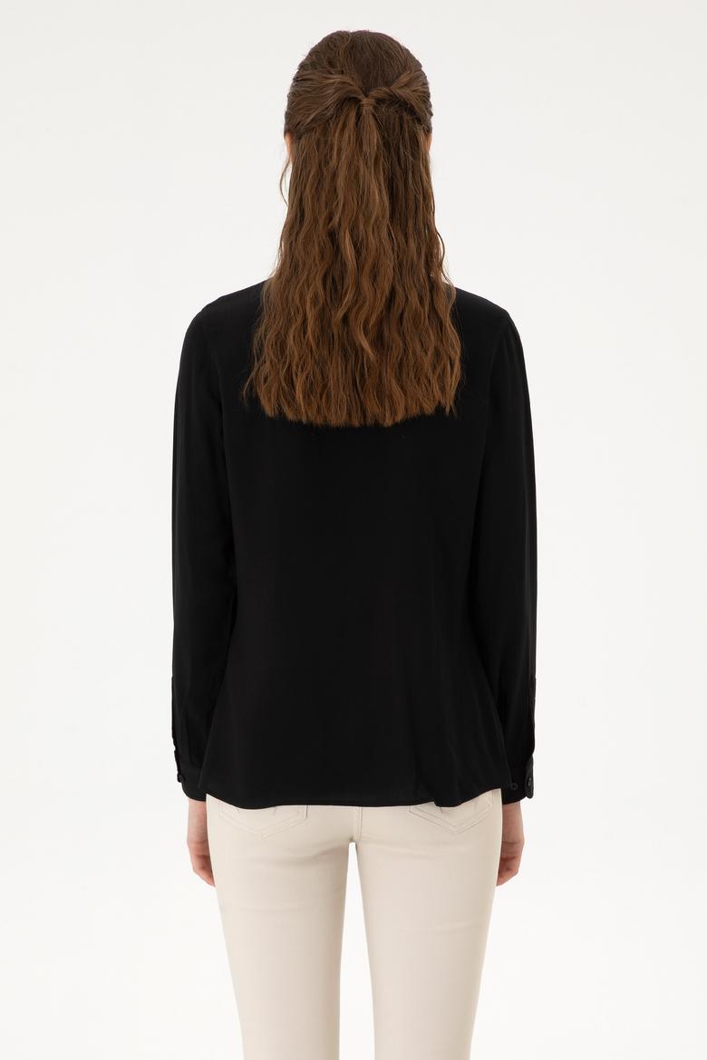 Kadın Siyah Uzun Kollu Gömlek - 50316429027