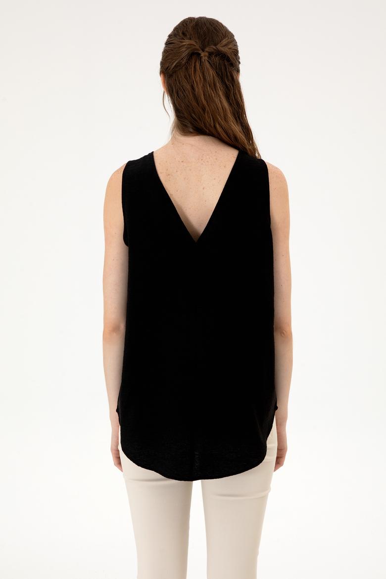 Kadın Siyah Kısa Kollu Gömlek - 50306458011