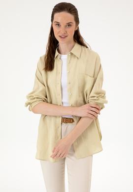 Kadın Açık Haki Uzun Kollu Gömlek - 50299794080