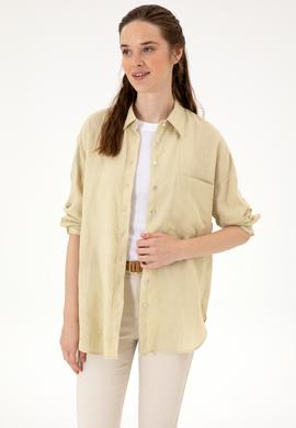 Kadın Açık Haki Uzun Kollu Gömlek - 50299794080