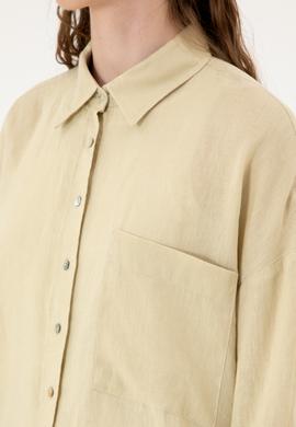 Kadın Açık Haki Uzun Kollu Gömlek - 50299794080