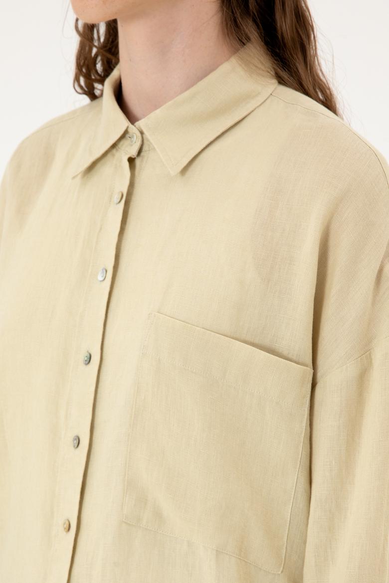 Kadın Açık Haki Uzun Kollu Gömlek - 50299794080