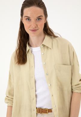 Kadın Açık Haki Uzun Kollu Gömlek - 50299794080