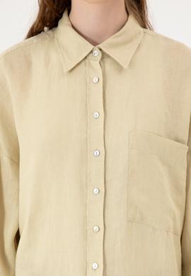 Kadın Açık Haki Uzun Kollu Gömlek - 50299794080