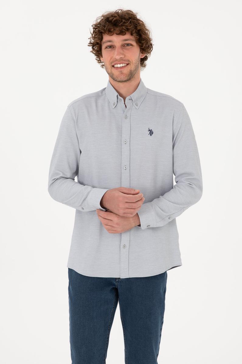 Erkek Gri Uzun Kollu Gömlek