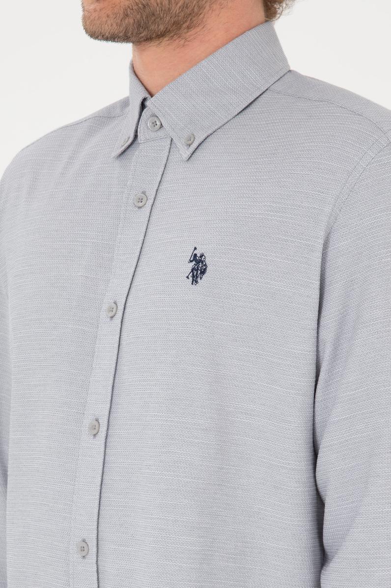 Erkek Gri Uzun Kollu Gömlek