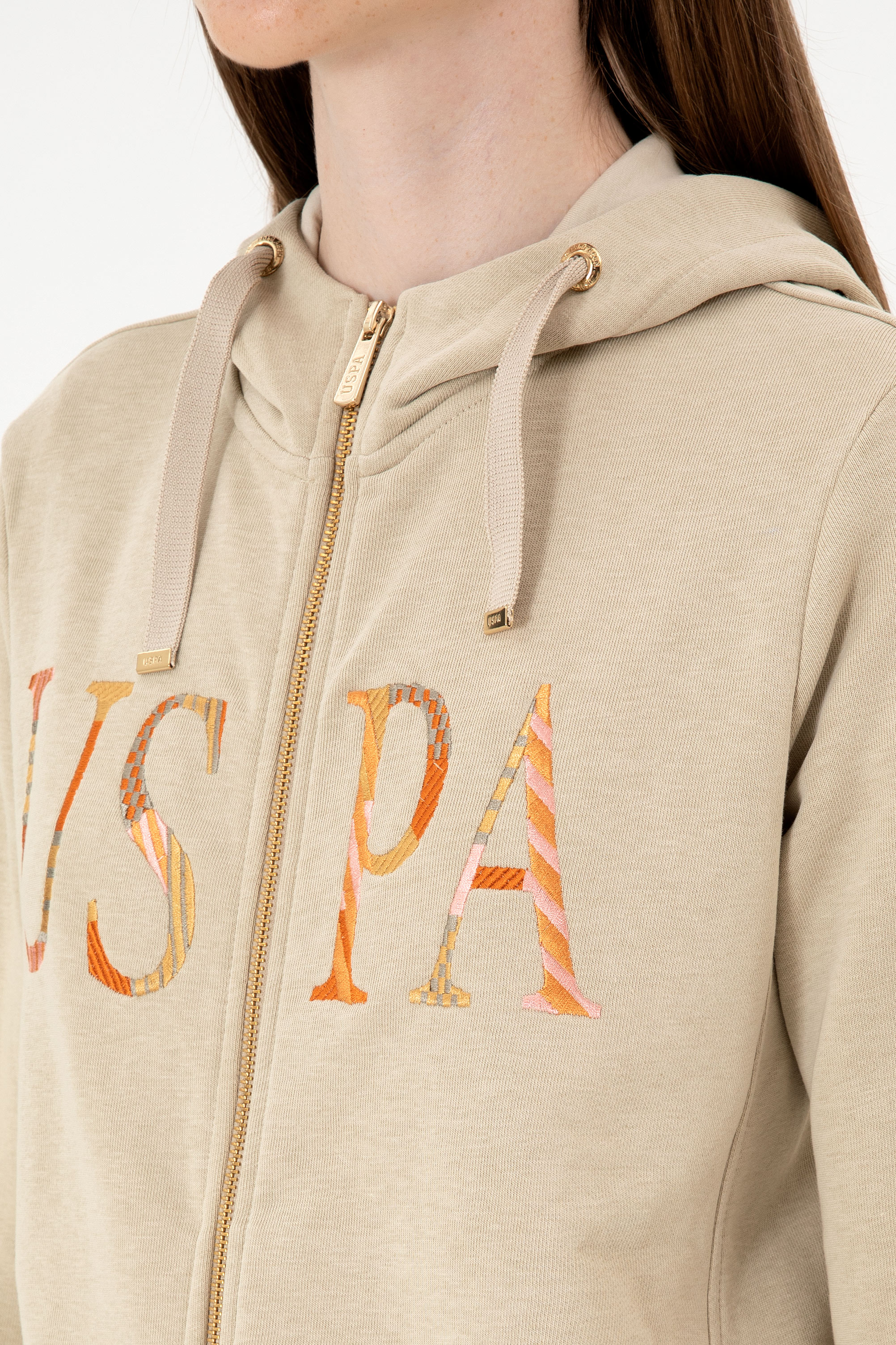 Kadın Açık Haki Basic Kapüşonlu Sweatshirt - 50280032053