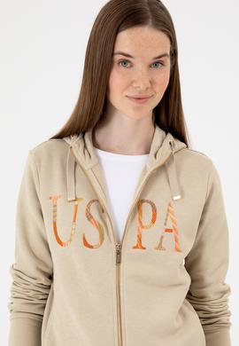 Kadın Açık Haki Basic Kapüşonlu Sweatshirt - 50280032053