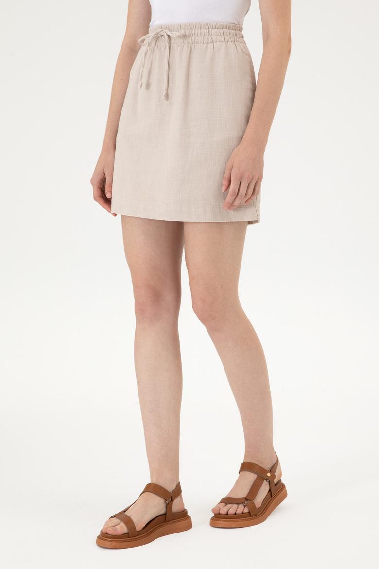 Kadın Bej Dokuma Etek - 50300679077