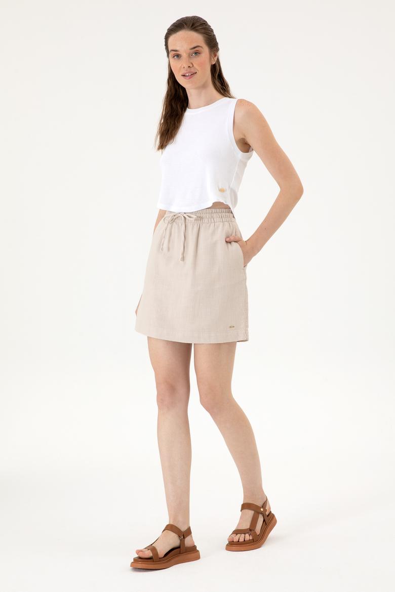 Kadın Bej Dokuma Etek - 50300679077