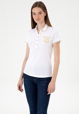 Kadın Beyaz Polo Yaka Tişört - 50300676001