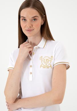 Kadın Beyaz Polo Yaka Tişört - 50300676001