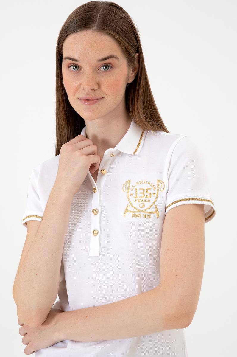 Kadın Beyaz Polo Yaka Tişört