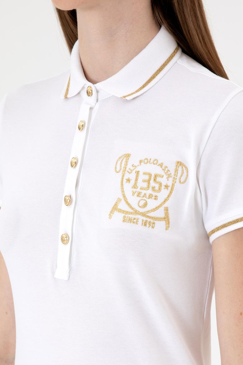 Kadın Beyaz Polo Yaka Tişört - 50300676001