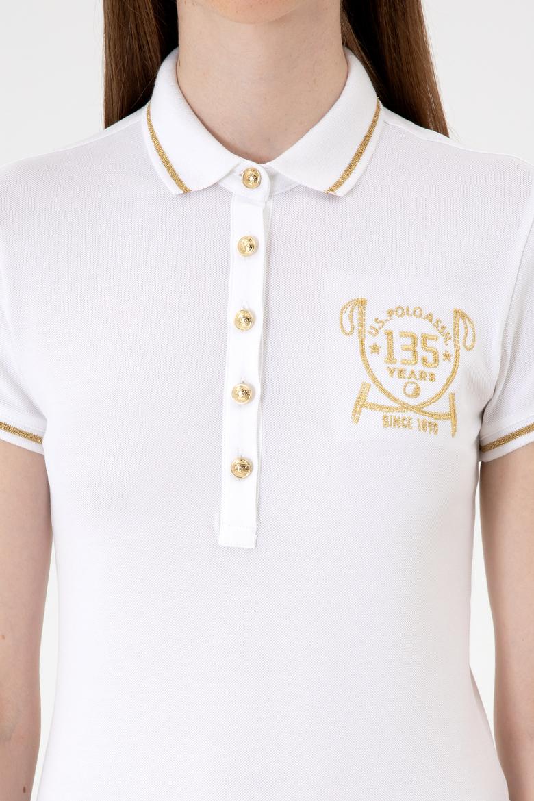 Kadın Beyaz Polo Yaka Tişört - 50300676001