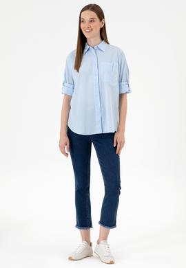 Kadın Açık Mavi Uzun Kollu Gömlek - 50300096004