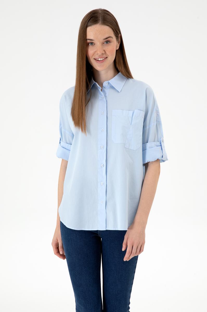 Kadın Açık Mavi Uzun Kollu Gömlek