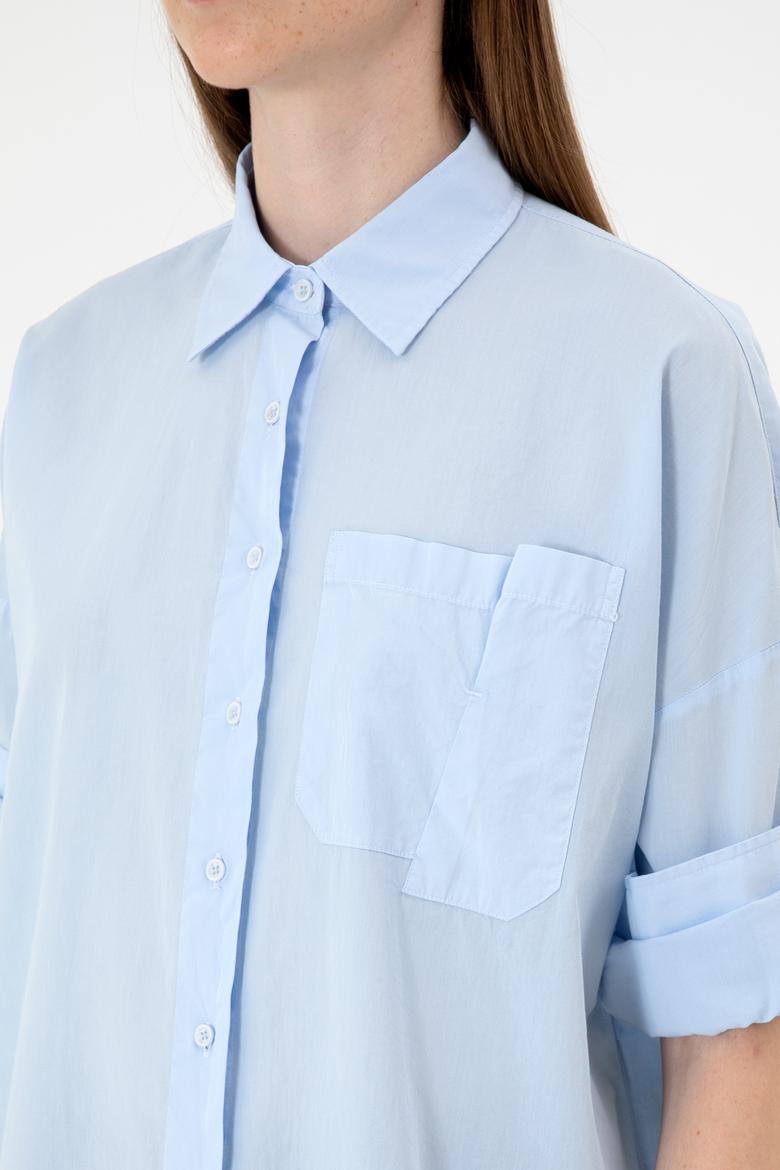 Kadın Açık Mavi Uzun Kollu Gömlek - 50300096004